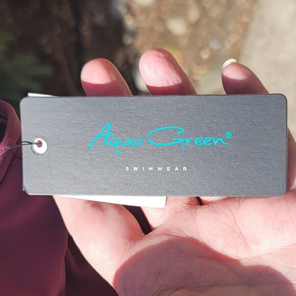 Aqua Green New Currant Red sun blocking lace up one piece swimwear size 26W - Picture 11 of 16